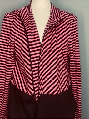 Blair Striped Pink & Black with Pockets and Zipper Size M